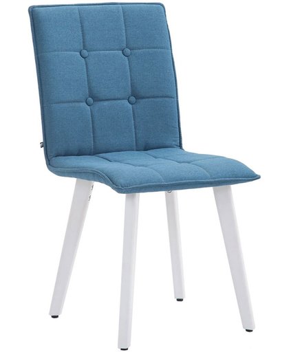 Clp Eetkamerstoel MILLER, wachtkamerstoel, bezoekersstoel met beukenhouten frame, keukenstoel, bekleding van stof, - blauw, kleur onderstel : wit