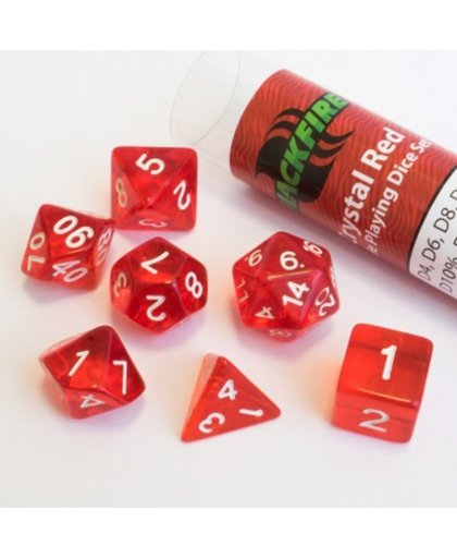 Blackfire Dice - 16mm Role Playing Dice Set - Crystal Red (7 Dice)