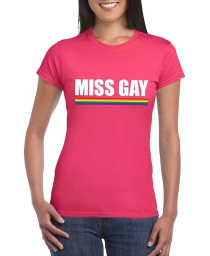 Gay Pride t-shirt roze Miss Gay dames - LGBT/ Lesbische shirts L
