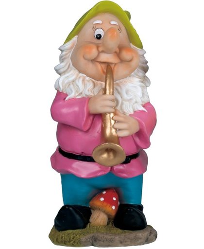 Tuinkabouter Piet groene muts met trompet 30 cm