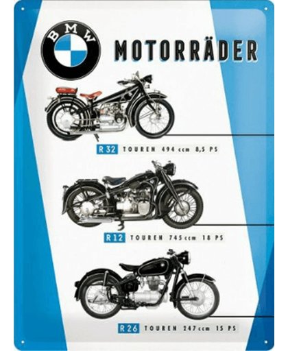 Wandbord - BMW motorrader chart -30x40-