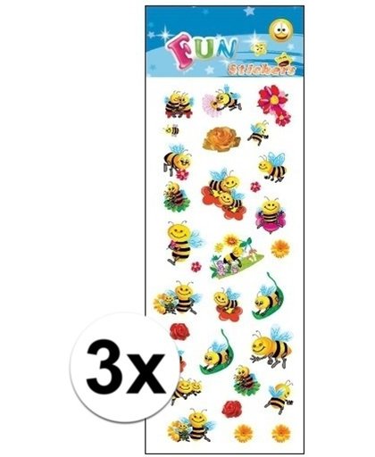 3x Stickervellen stickers bijen