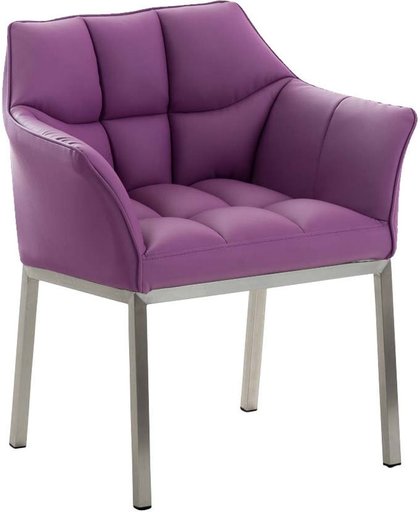 Clp Lounge zetel OCTAVIA - gepolsterde stoel met armsteun, kunstleer - lila, onderstel : edelstaal