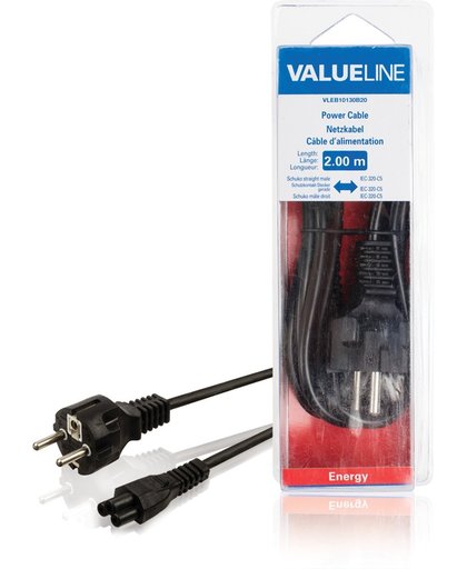 Valueline VLEB10130B20 Stroomkabel Schuko recht mannelijk - IEC-320-C5