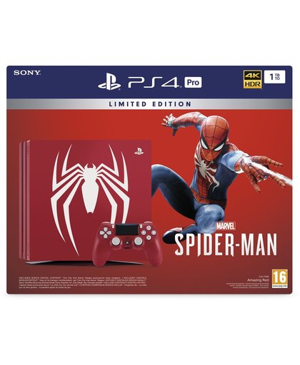 Sony Marvel’s Spider-Man - Limited Edition PS4 Pro Bundle 1000GB Wi-Fi Rood