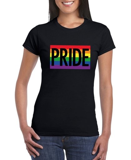Gay Pride regenboog shirt Pride zwart dames - LGBT/ Lesbische shirts S
