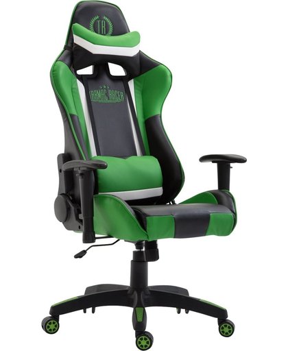 Clp Bureaustoel JEREZ, gaming chair met en zonder voetensteun leverbaar, bureaustoel, directiestoel, met kantelmechanisme,  belastbaar tot 136 kg - kunstleer - zwart/groen, zonder voetsteun