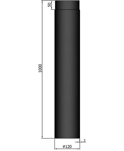 TT Kachelpijp ø120 lengte 1000mm  zwart - ø120 - 1000mm - zwart - staal - 2mm dik -