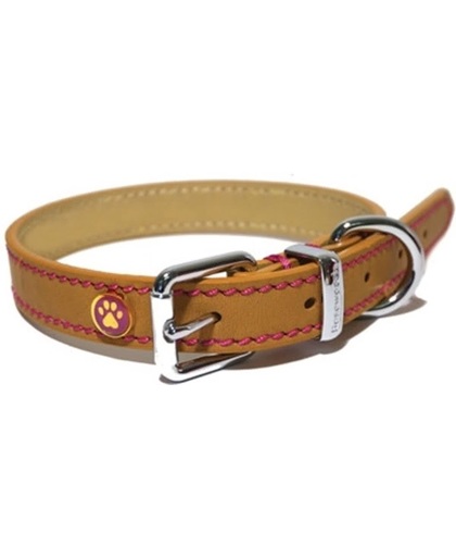 Luxury Leather Halsband Puppy / Kleine Hond Zand Met Studs - 20 - 25.5 CM
