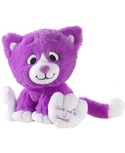 Paarse knuffel kat/poes Give me a smile 14 cm