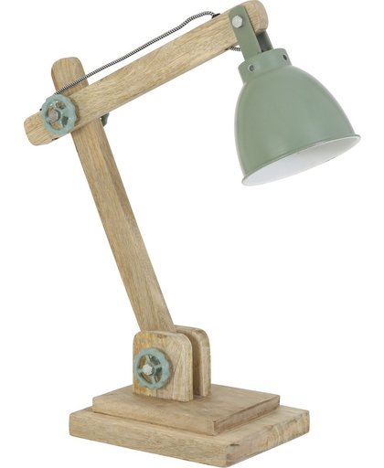 Light & Living ELMER - Bureaulamp - hout naturel+industrieel groen
