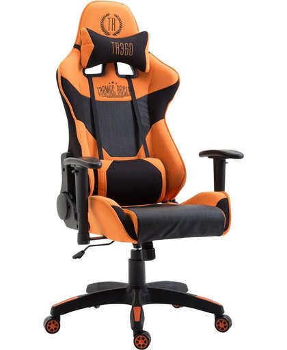 Clp Racing bureaustoel MONSANO, max. laadvermogen tot 136 kg, gamingstoel, bureaustoel, leverbaar met / zonder voetsteun, kantelmechanisme, bekleding van stof - zwart/oranje zonder voetsteun