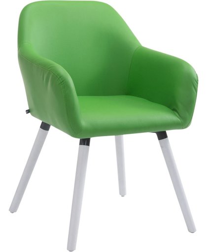 Clp Bezoekersstoel ACHAT V2, eetkamerstoel, wachtkamerstoel, conferentiestoel, keukenstoel, met armleuning, maximaal laadvermogen 150 kg, houten frame, met vloerbeschermers, bekleding van kunstleder - groen kleur onderstel : wit (eik)