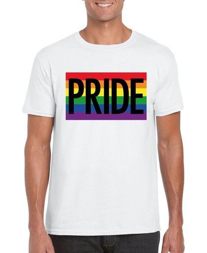 Gay Pride regenboog shirt Pride wit heren - LGBT/ Homo shirts L