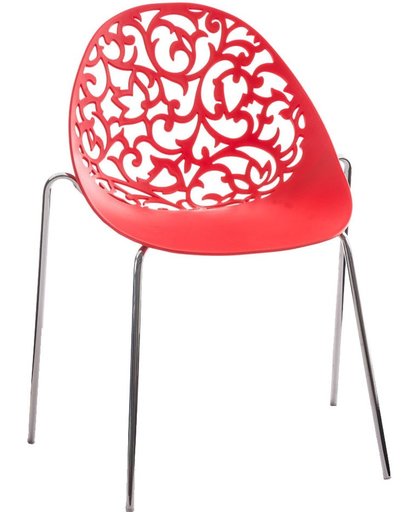 Clp Design retro bezoekersstoel, wachtkamerstoel FAITH - stapelbare stoel in chroomoptiek - rood