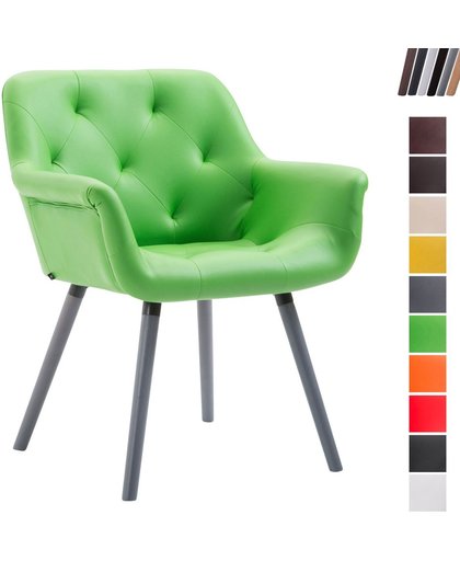 Clp Luxueuze bezoekersstoel CASSIDY club stoel, beklede eetkamerstoel met armleuning, belastbaar tot 150 kg - groen kleur onderstel : grijs