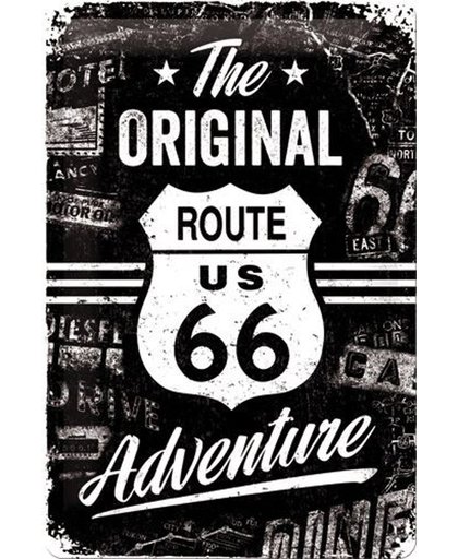 Route 66 - The original, adventure. Retro reclame wandbord, Reclamebord Amerika USA. metaal