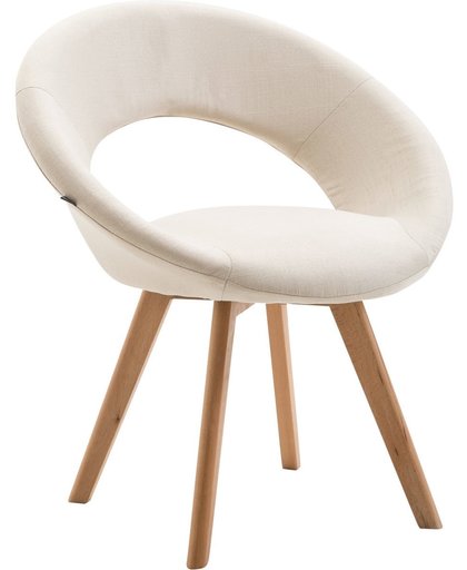 Clp Eetkamerstoel BECK, scandinavische stijl, bezoekersstoel met rugleuning, vierpotig houten frame, moderne stoel, bekleding van stof, - crème kleur onderstel : natura