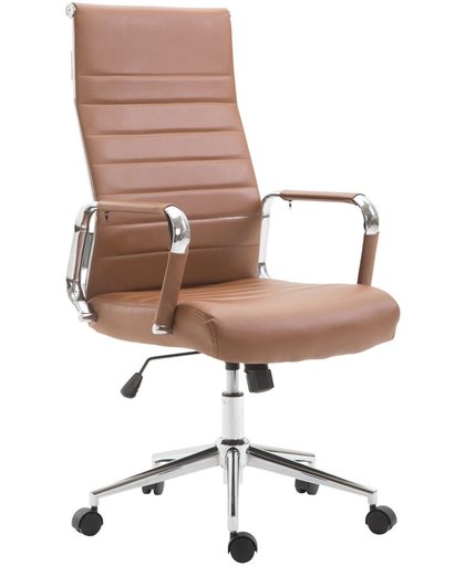 Clp bureaustoel COLUMBUS, met hoge rugleuning, managerstoel, ergonomische bureaustoel met bekleding van kunstleer, - bruin,