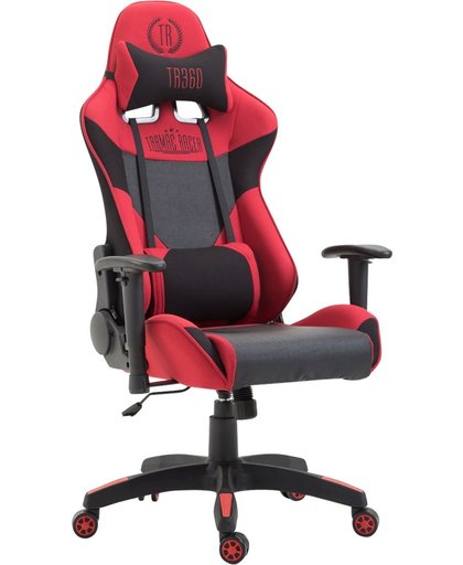 Clp Racing bureaustoel MONSANO, max. laadvermogen tot 136 kg, gamingstoel, bureaustoel, leverbaar met / zonder voetsteun, kantelmechanisme, bekleding van stof - zwart/rood, zonder voetsteun