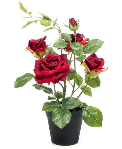 Kunstplant Roos rood 40 cm in pot