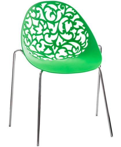 Clp Design retro bezoekersstoel, wachtkamerstoel FAITH - stapelbare stoel in chroomoptiek - groen