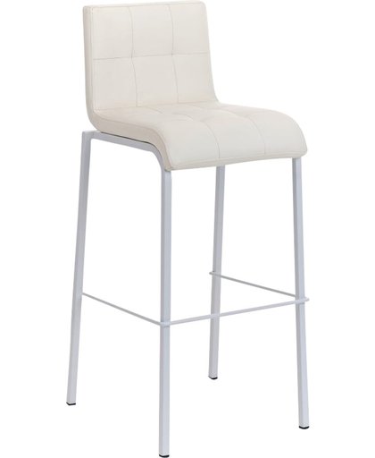 Clp moderne barkruk AVOLA, zithoogte: 78 cm, stapelbaar, met wit frame en kunstlederen bekleding - crème