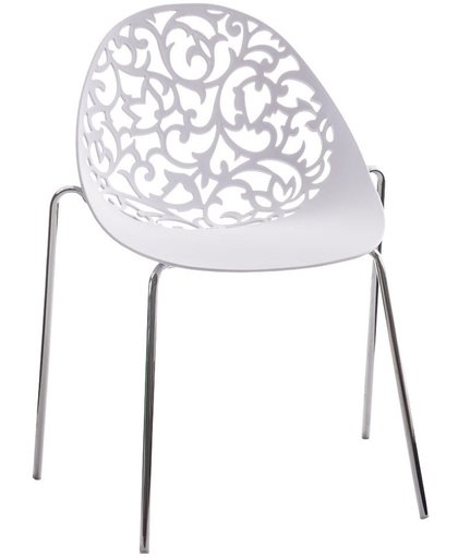 Clp Design retro bezoekersstoel, wachtkamerstoel FAITH - stapelbare stoel in chroomoptiek - wit