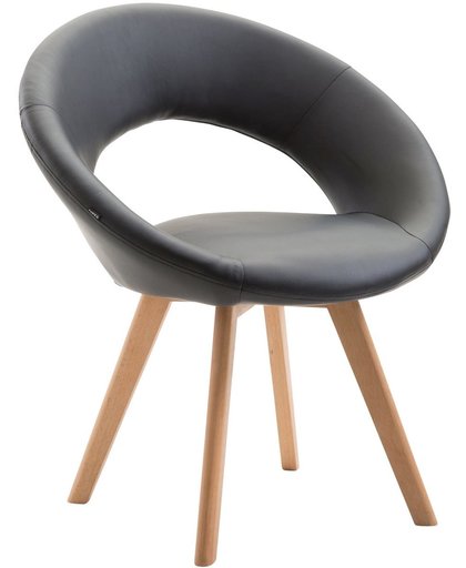 Clp Eetkamerstoel BECK, scandinavische stijl, bezoekersstoel met rugleuning,, vierpotig houten frame, moderne stoel, bekleding van kunstleer, - zwart, kleur onderstel : natura