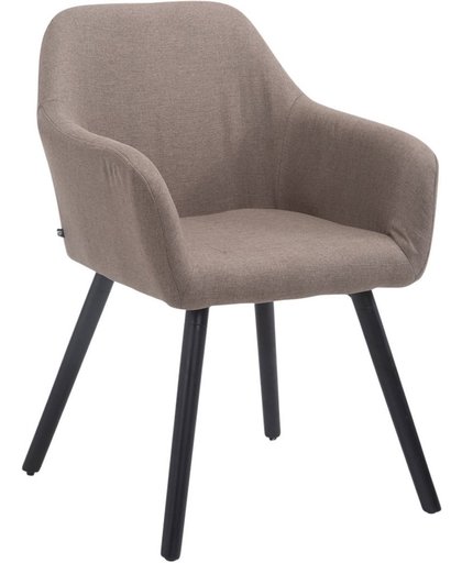 Clp Bezoekersstoel ACHAT V2 met armleuning, maximaal laadvermogen 150 kg, houten frame, met vloerbeschermers, zitoppervlak van stof - taupe kleur onderstel : zwart