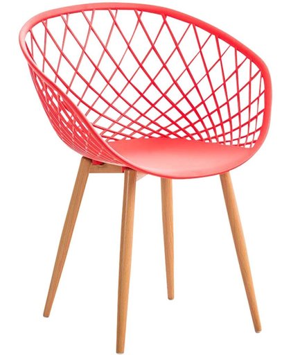 Clp Eetkamerstoel MORA, bezoekersstoel, wachtkamerstoel, retrostoel, met vloerbeschermers en een zithoogte van 46 cm, onderhoudsvriendelijke kunststof zitting - rood,