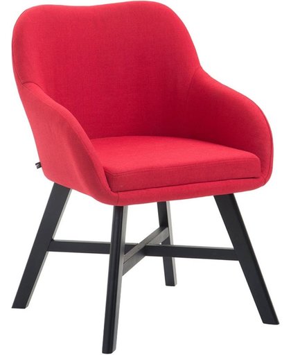Clp Eetkamerstoel KEPLER, wachtkamerstoel met armleuningen, bezoekersstoel met beukenhouten frame, keukenstoel, bekleding van stof - rood, kleur onderstel : zwart,