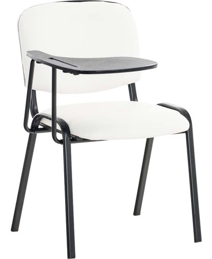Clp Bezoekersstoel KEN met klaptafel, robuuste vergaderstoel, verkrijgbaar in verschillende kleuren, bekleding van kunstleer, - wit,