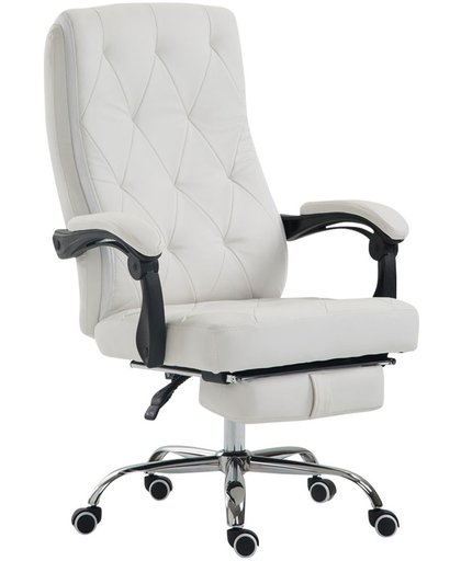Clp Bureaustoel GEAR, directiestoel, managerstoel, kantoorstoel, in hoogte verstelbare bureaustoel met uitschuifbare voetsteun, Ergonomische draaistoel, verkrijgbaar in verschillende kleuren, bekleding van kunstleer - wit
