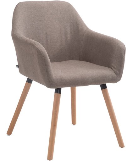 Clp Bezoekersstoel ACHAT V2 met armleuning, maximaal laadvermogen 150 kg, houten frame, met vloerbeschermers, zitoppervlak van stof - taupe kleur onderstel : natura