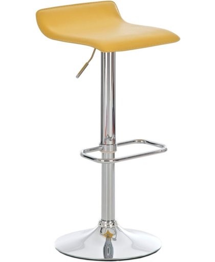 Clp Design barkruk DYN - barstoel zonder leuning, 360° draaibaar, verchroomde kolomvoet, kunstleer - geel