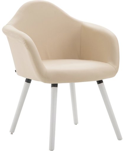 Clp Eetkamerstoel TITO, fauteuil met vierpotig frame, aangenaam gestoffeerd, beukenhouten frame, bekleding van kunstleer, - crème kleur onderstel : wit