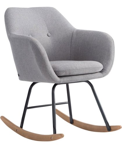 Clp Schommelstoel AVALON, schommelstoel met metalen frame, verstelbare stoel met houten rails, stoffen stoel - grijs