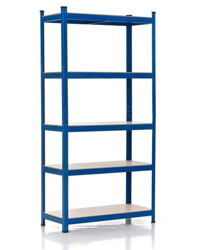 Clp Metalen stellingrek, draagkracht tot 875 kg, gegalvaniseerd magazijnrek met 5 legborden - blauw 220 x 90 x 40 cm