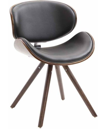 Clp Eetkamerstoel ORTEGA, wachtkamerstoel, woonkamerstoel, bezoekersstoel, designstoel, met houten zitting, bekleding van kunstleer, - zwart, kleur onderstel : Coffee
