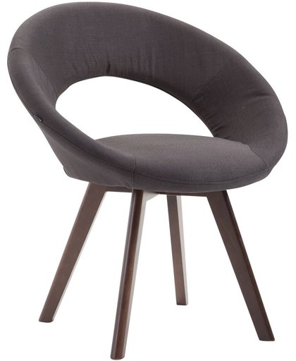 Clp Eetkamerstoel BECK, scandinavische stijl, bezoekersstoel met rugleuning, vierpotig houten frame, moderne stoel, bekleding van stof, - zwart, kleur onderstel : walnoot