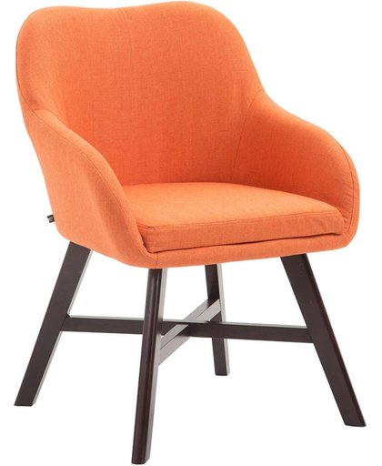 Clp Eetkamerstoel KEPLER, wachtkamerstoel met armleuningen, bezoekersstoel met beukenhouten frame, keukenstoel, bekleding van stof - oranje, kleur onderstel : walnoot,