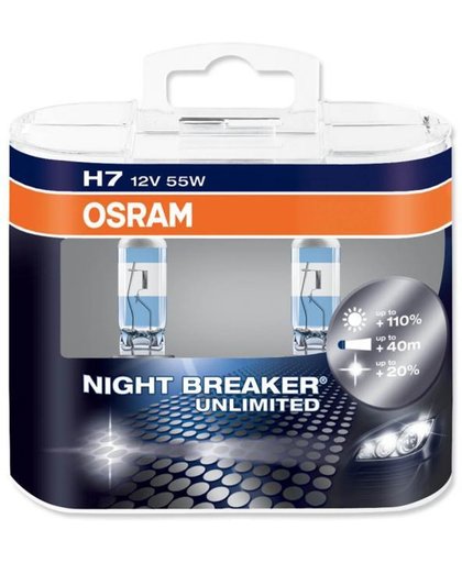 Osram Nightbreaker Unlimited 12V H7 55W 64210NBU 2 Stuks