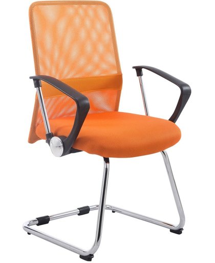 Clp Bezoekersstoel PITT met armleuning, Een robuuste bezoekersstoel met een metalen frame in chroomoptiek afgewerkt met gaas - oranje