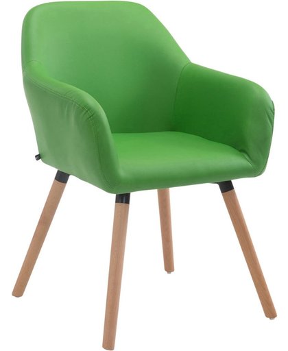 Clp Bezoekersstoel ACHAT V2, eetkamerstoel, wachtkamerstoel, conferentiestoel, keukenstoel, met armleuning, maximaal laadvermogen 150 kg, houten frame, met vloerbeschermers, bekleding van kunstleder - groen kleur onderstel : natura