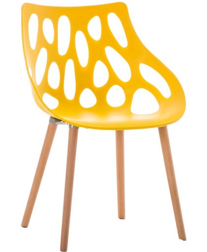 Clp modern retro design bezoekersstoel, wachtkamerstoel HAILEY - beukenhouten onderstel - geel