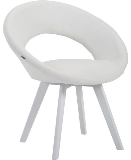 Clp Eetkamerstoel BECK, scandinavische stijl, bezoekersstoel met rugleuning,, vierpotig houten frame, moderne stoel, bekleding van kunstleer, - wit kleur onderstel : wit