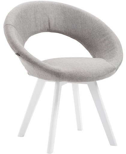 Clp Eetkamerstoel BECK, scandinavische stijl, bezoekersstoel met rugleuning, vierpotig houten frame, moderne stoel, bekleding van stof, - grijs kleur onderstel : wit