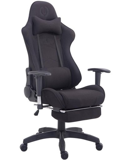 Clp Managerstoel TURBO directiestoel, Gaming chair met voetsteun, hoogte verstelbaar, ergonomisch, belastbaar tot 150 kg, stof - zwart/zwart