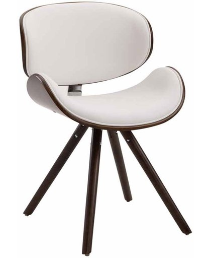 Clp Eetkamerstoel ORTEGA, wachtkamerstoel, woonkamerstoel, bezoekersstoel, designstoel, met houten zitting, bekleding van kunstleer, - wit, kleur onderstel : Coffee